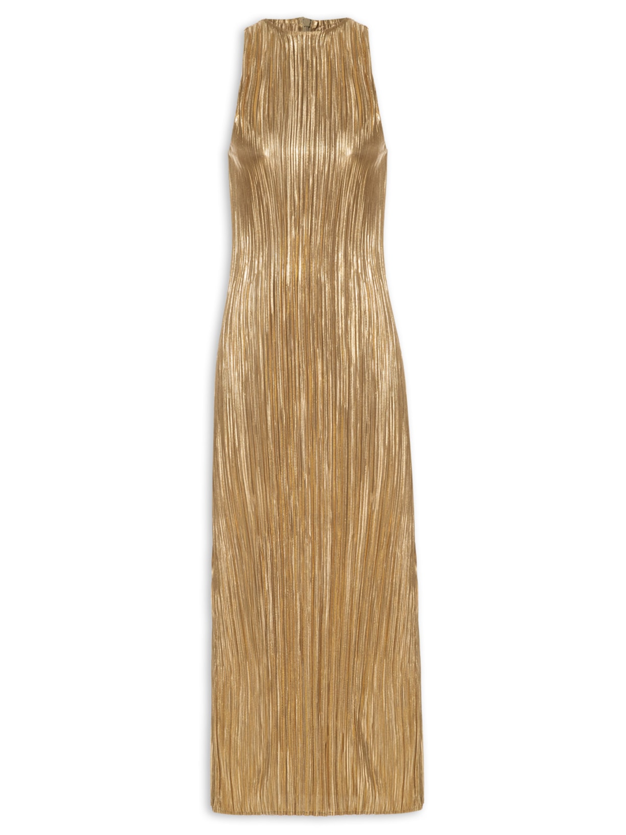 Vestido Raglan Longui Plisse - Dourado