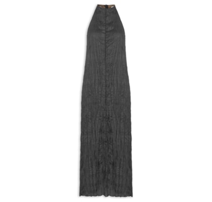 Vestido Raglan Wrinkle Satin Double Face - Preto