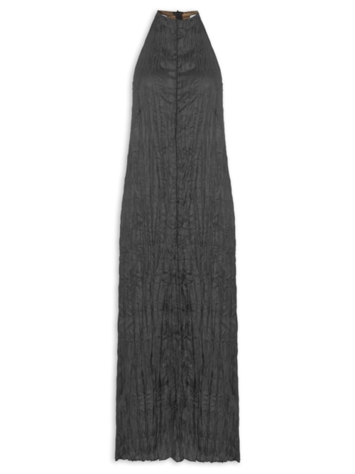 Vestido Raglan Wrinkle Satin Double Face - Preto