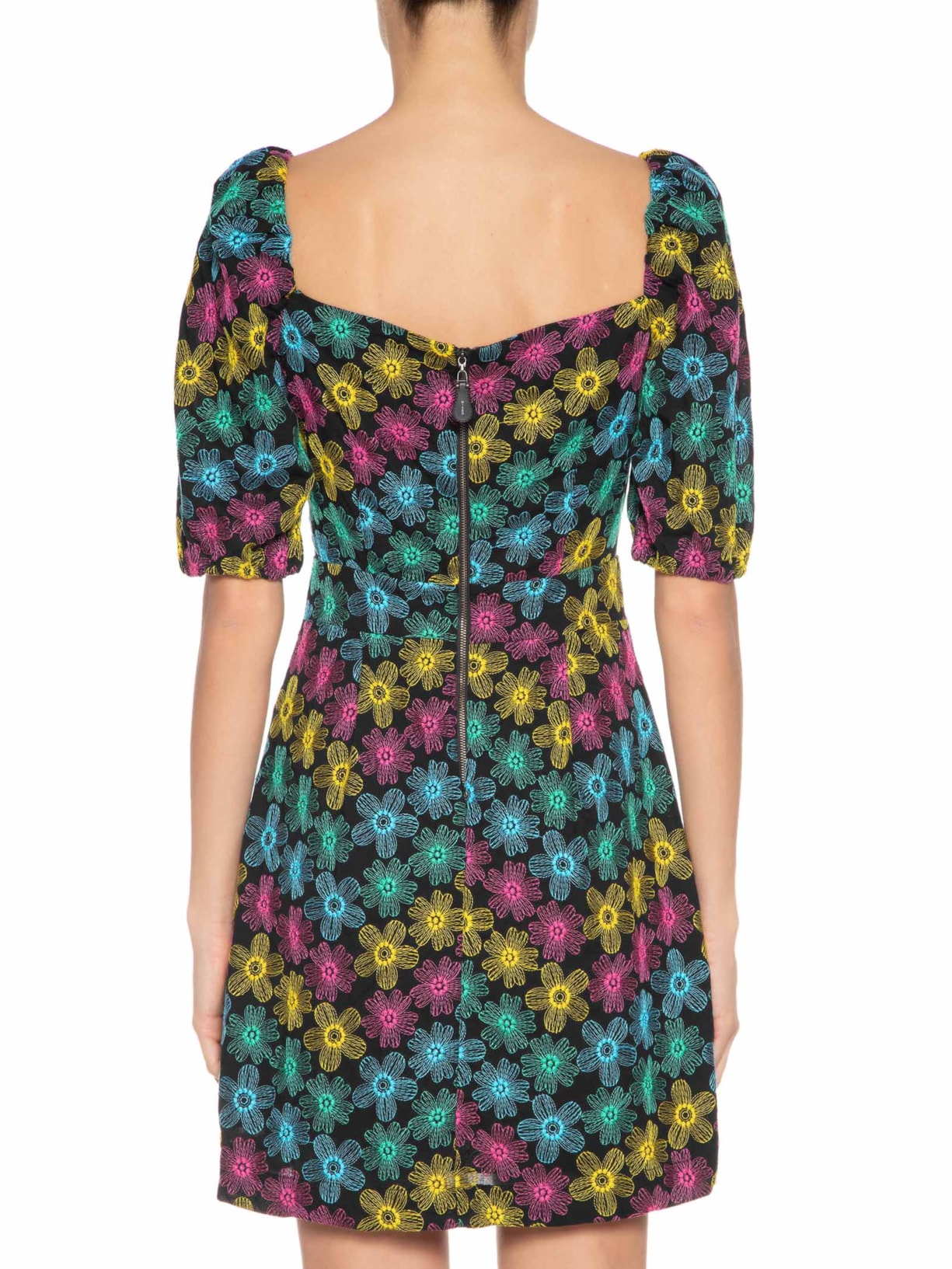 Vestido Rainbow Flowers Preto Mixed
