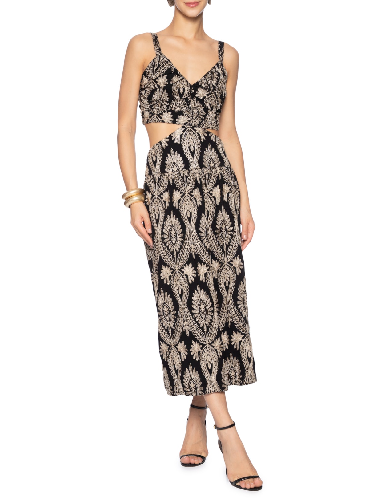 Vestido Rajasthan Preto Mixed