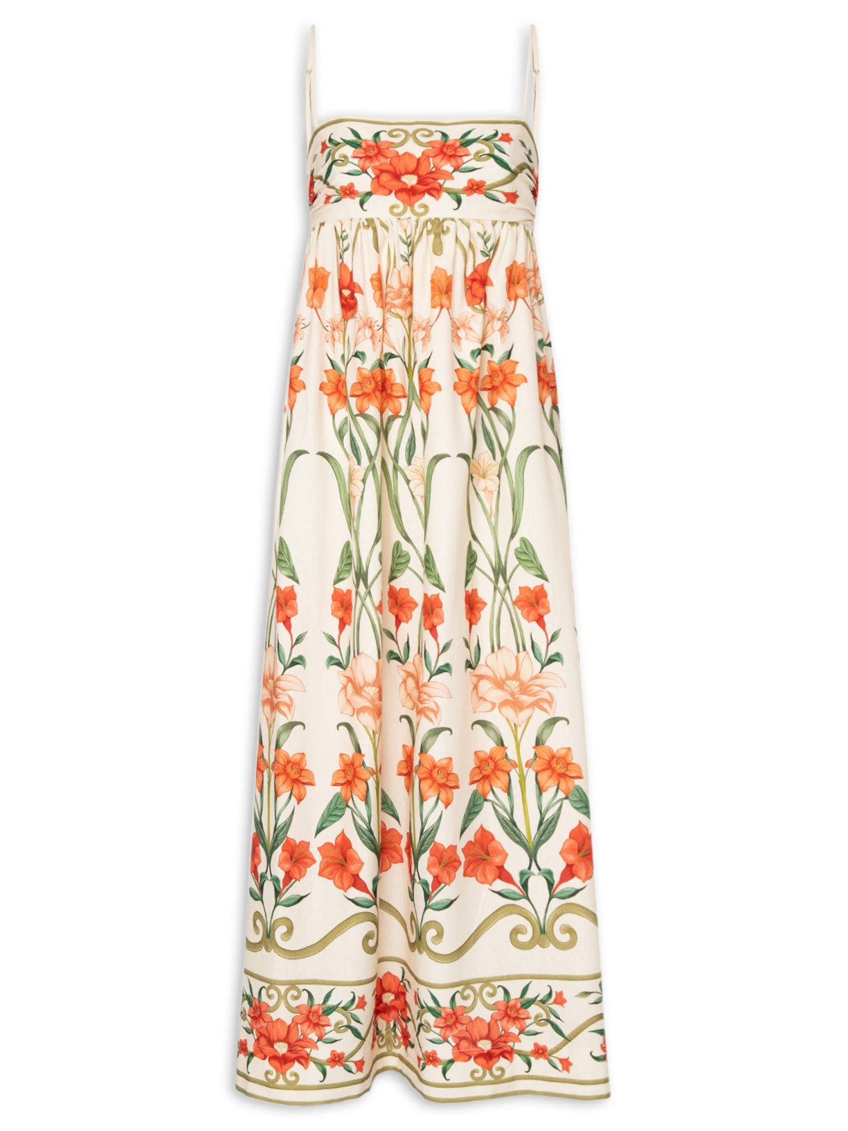 Vestido Recanto De Flor Laranja Farm