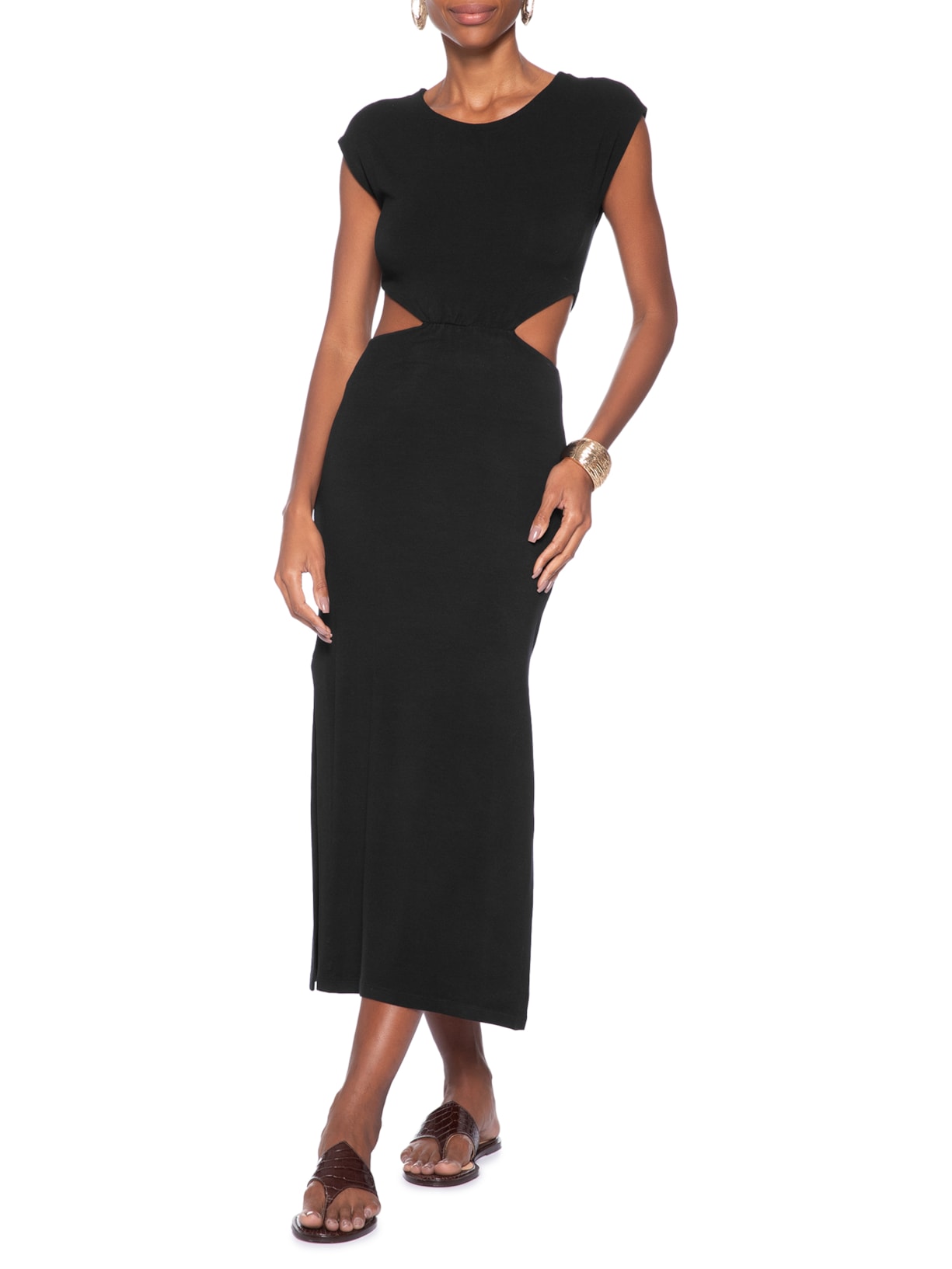 Vestido Recorte Lateral Preto Animale
