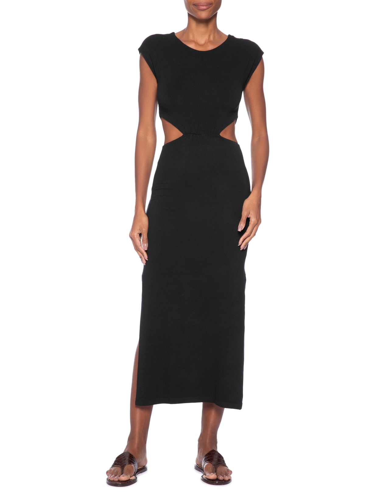Vestido Recorte Lateral Preto Animale