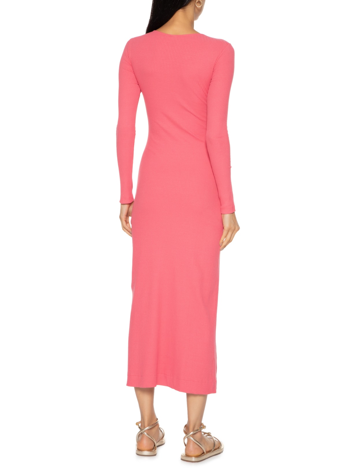 Vestido Recorte Rib Rosa Farm