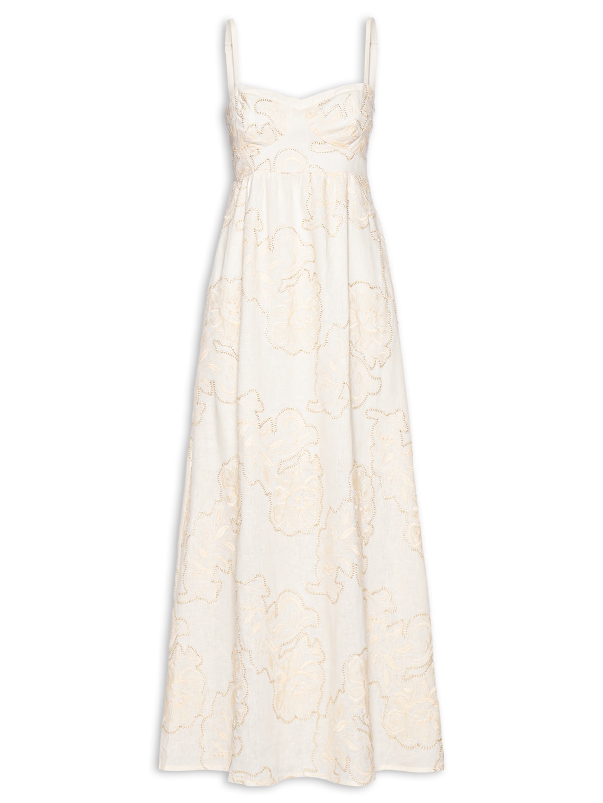 Vestido Recortes Busto Bordado Magnoli - Off White