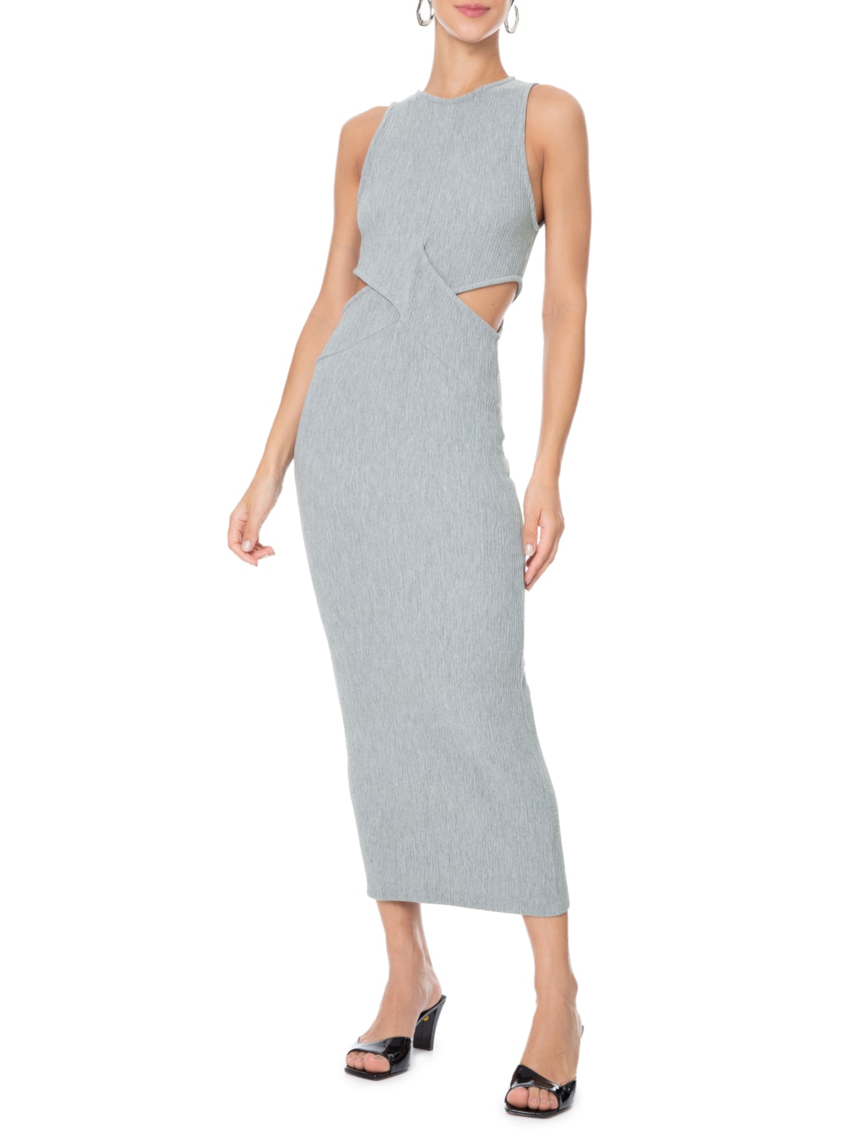 Vestido Recortes Cinza Forum