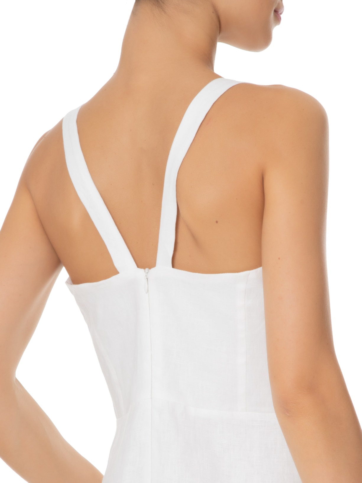 Vestido Recortes Linho Branco Animale