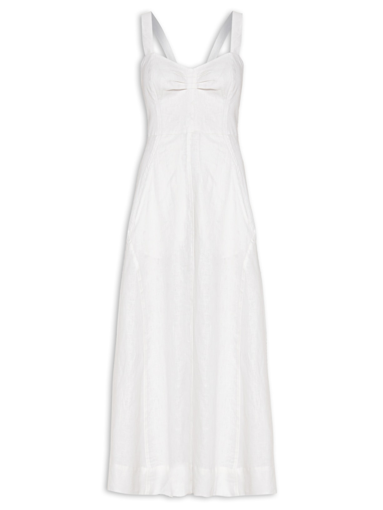 Vestido Recortes Linho Branco Animale