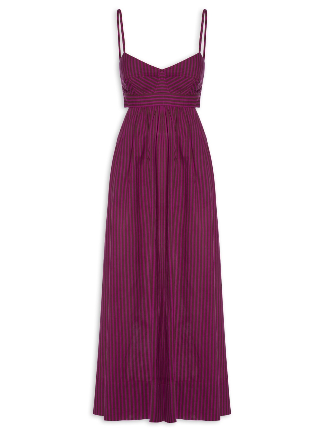 Vestido Recortes Listrado – Rosa