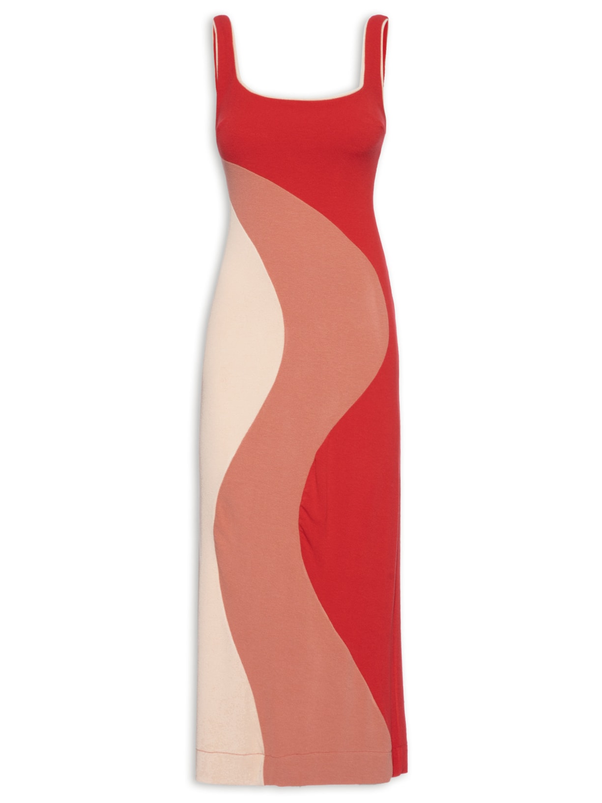 Vestido Recortes Patch Crepe - Vermelho