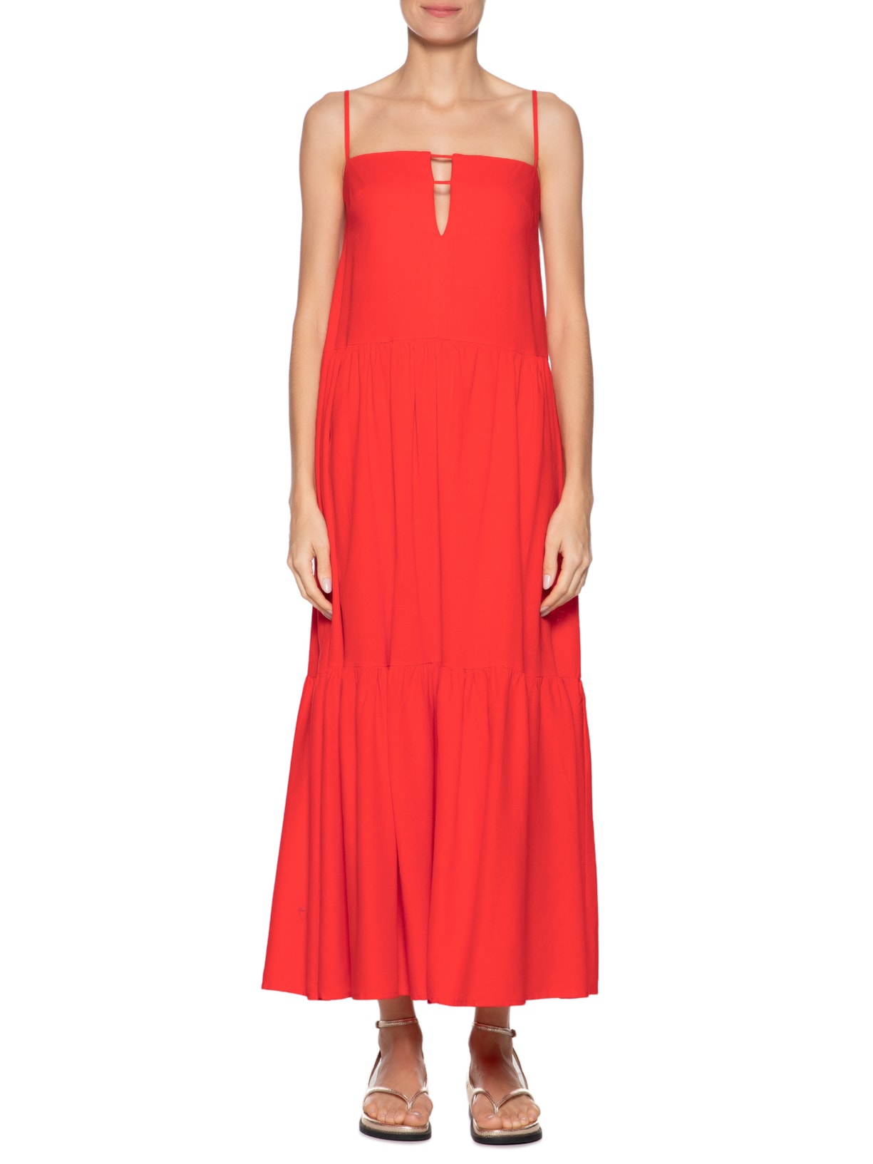 Vestido Recortes Vermelho Farm