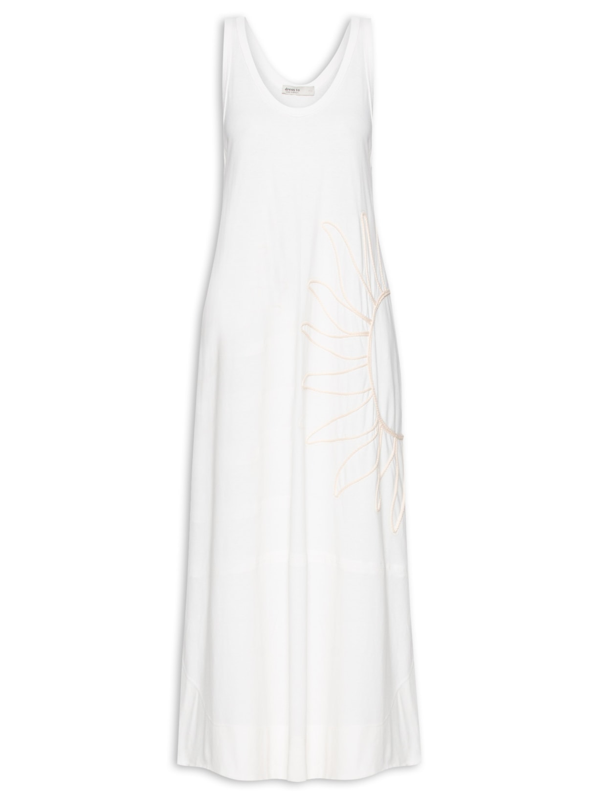 Vestido Regata Com Bordado - Off White