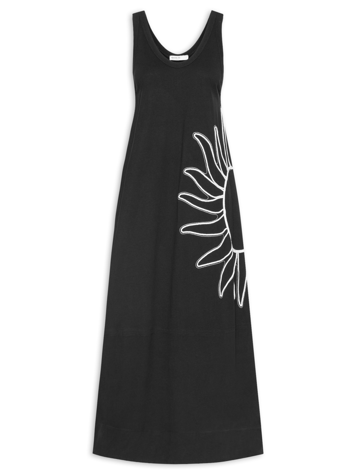 Vestido Regata Com Bordado - Preto