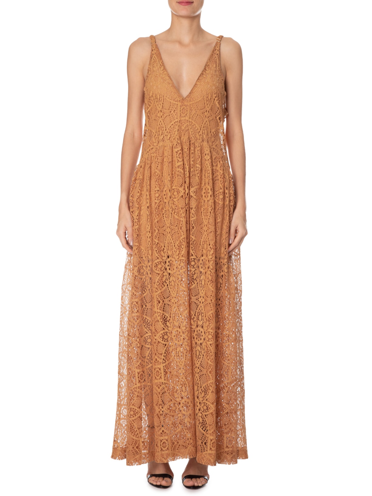 Vestido Regata Longo Renda Laranja Tig