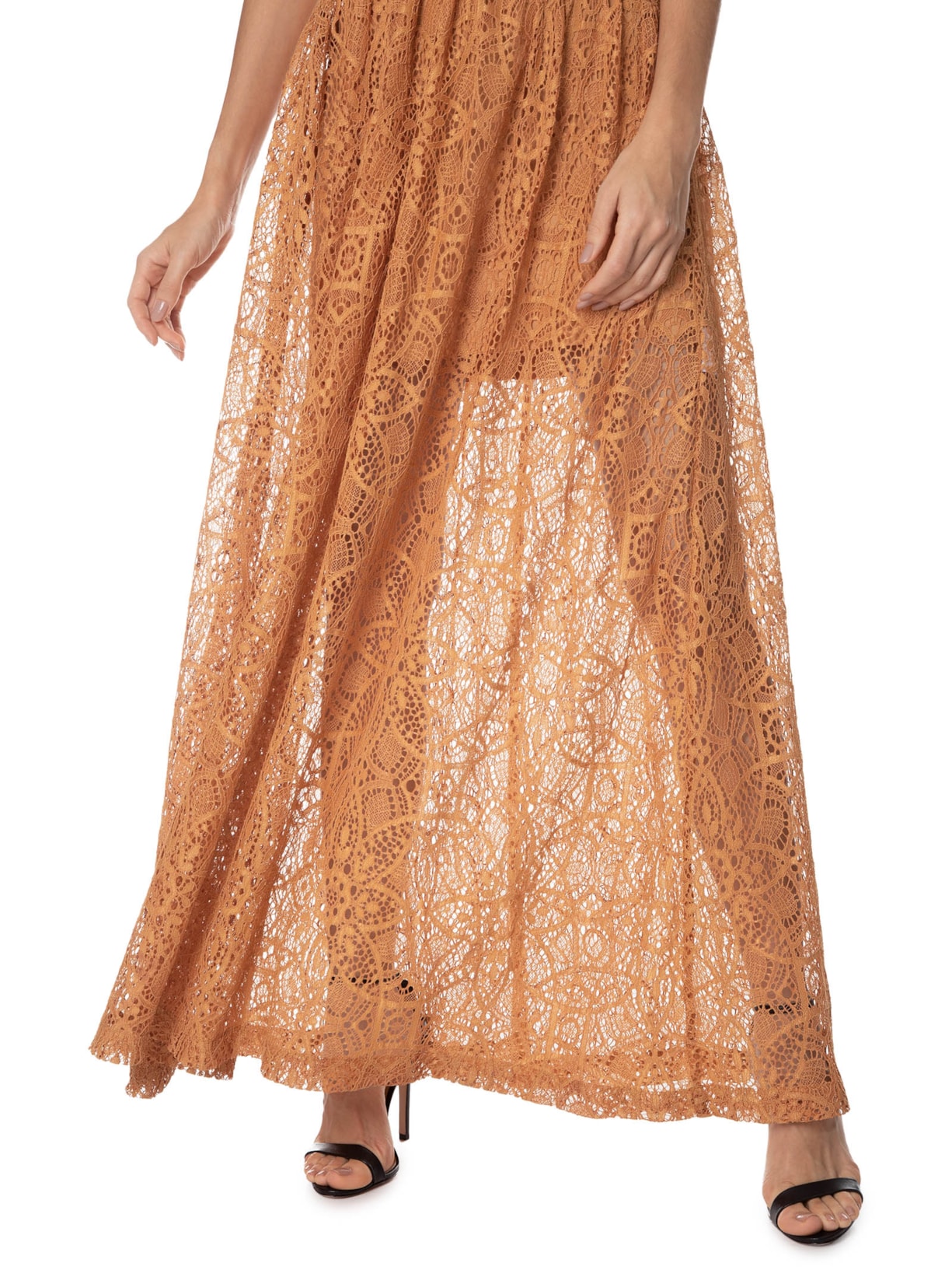 Vestido Regata Longo Renda Laranja Tig