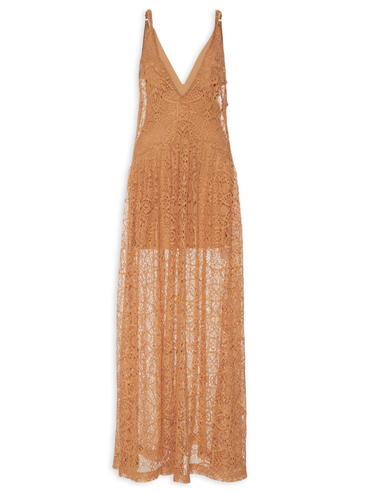 Vestido Regata Longo Renda - Laranja