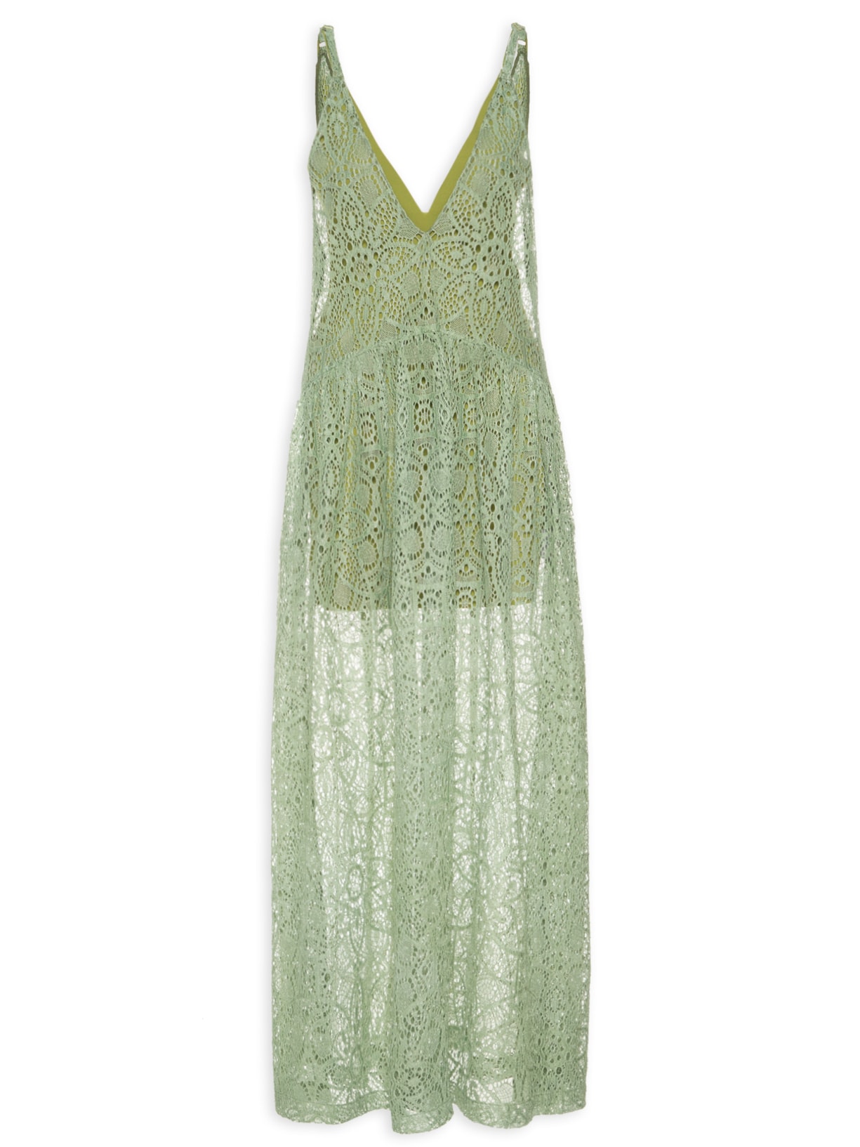 Vestido Regata Longo Renda - Verde