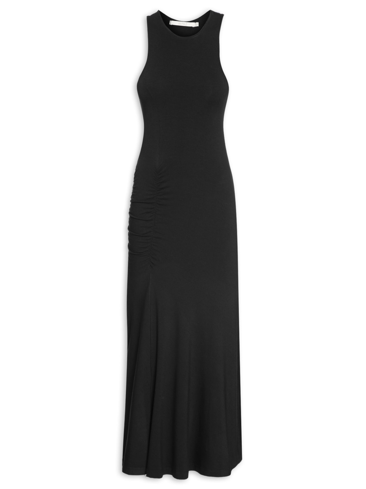 Vestido Regata Midi Franzido - Preto