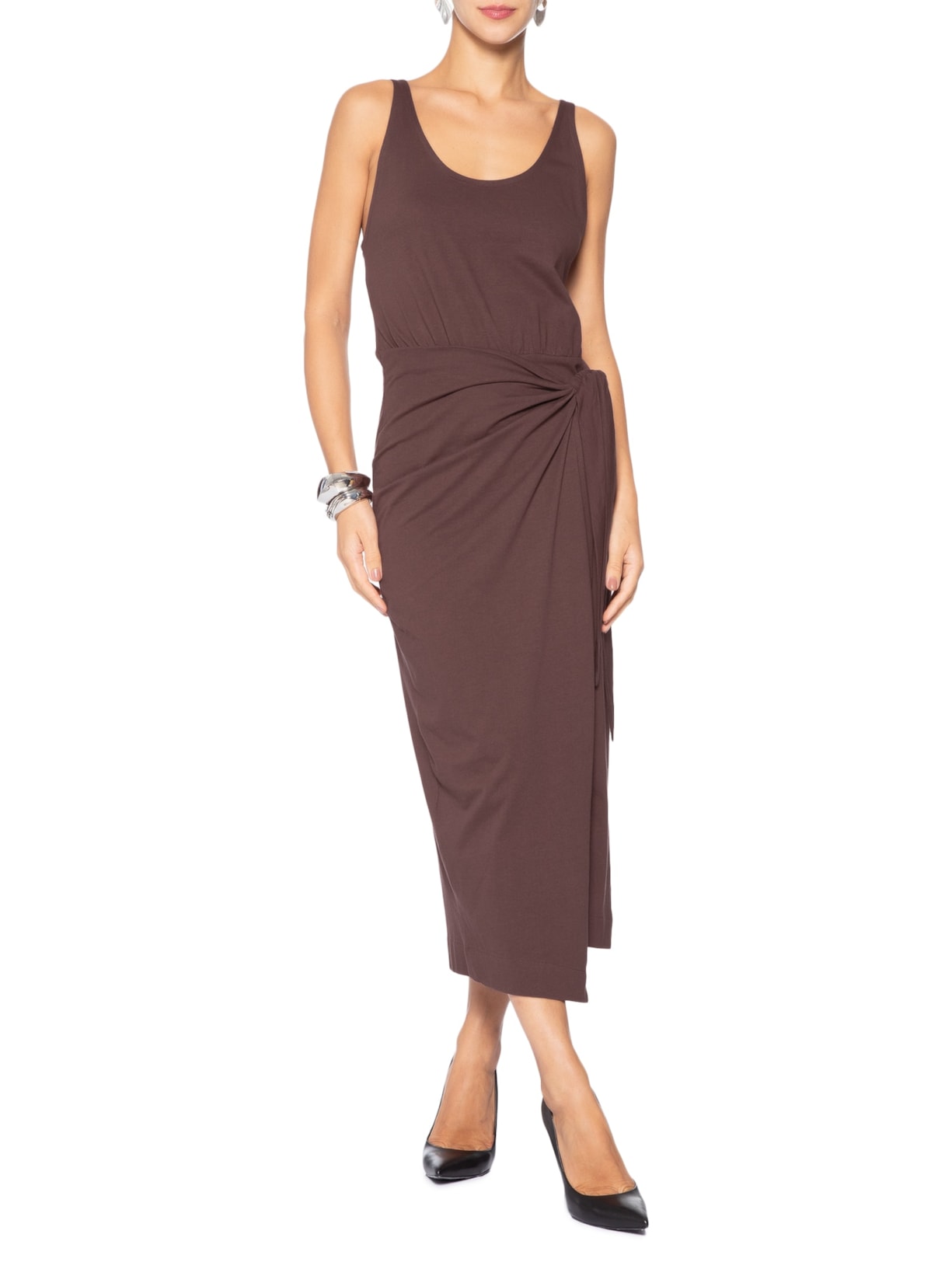 Vestido Regata Pareo Marrom Animale