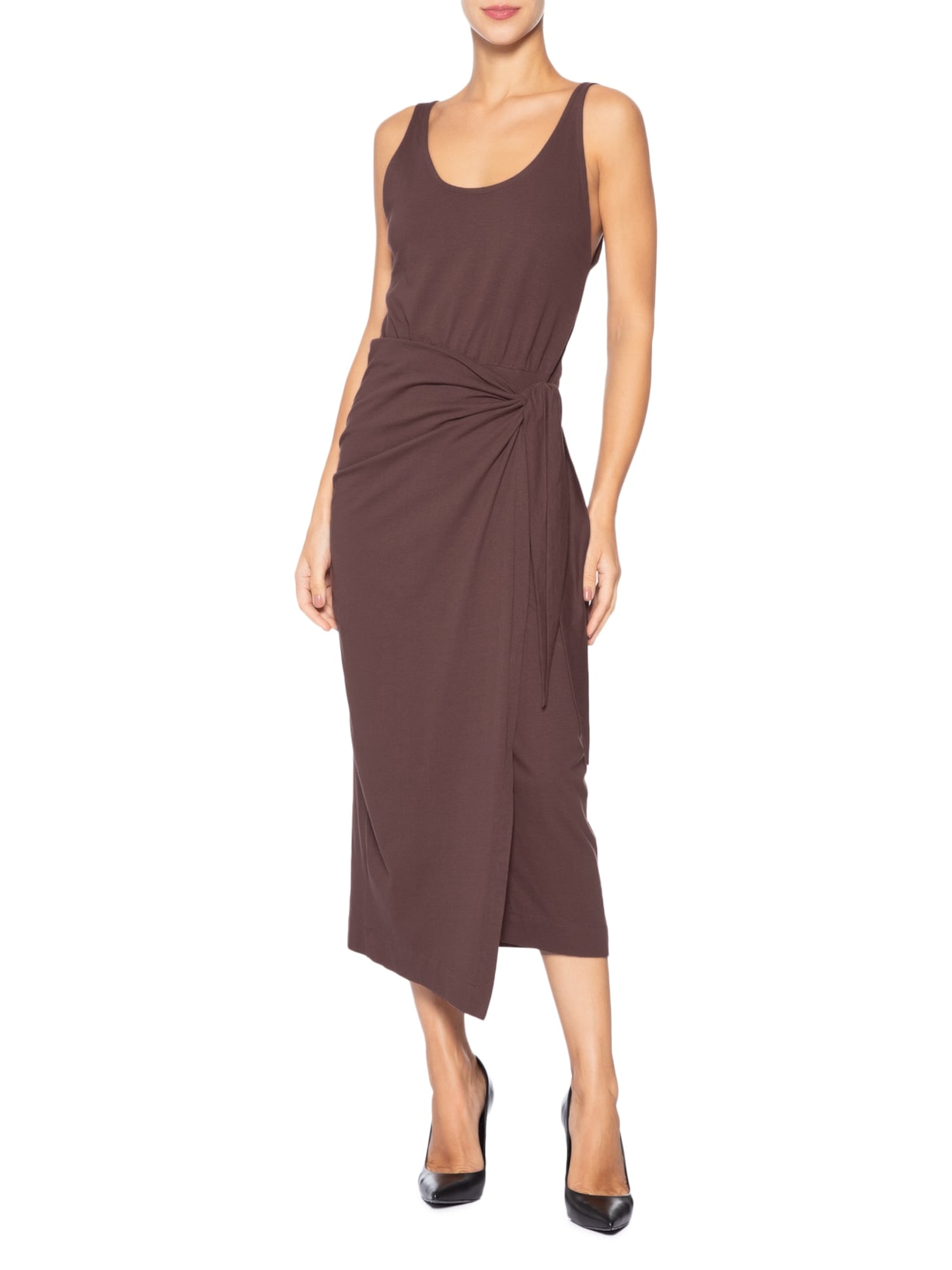 Vestido Regata Pareo Marrom Animale