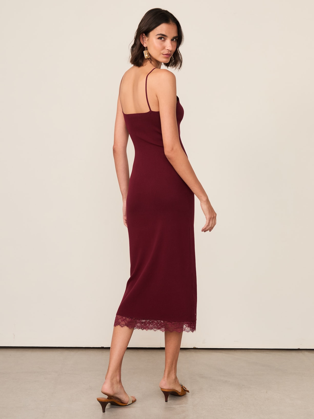 Vestido Renda De Tricot Meia Malha Vermelho Animale