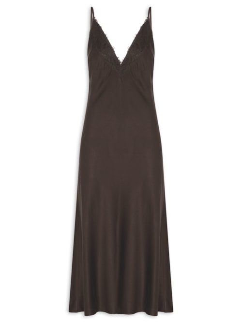 Vestido Renda Midi – Marrom