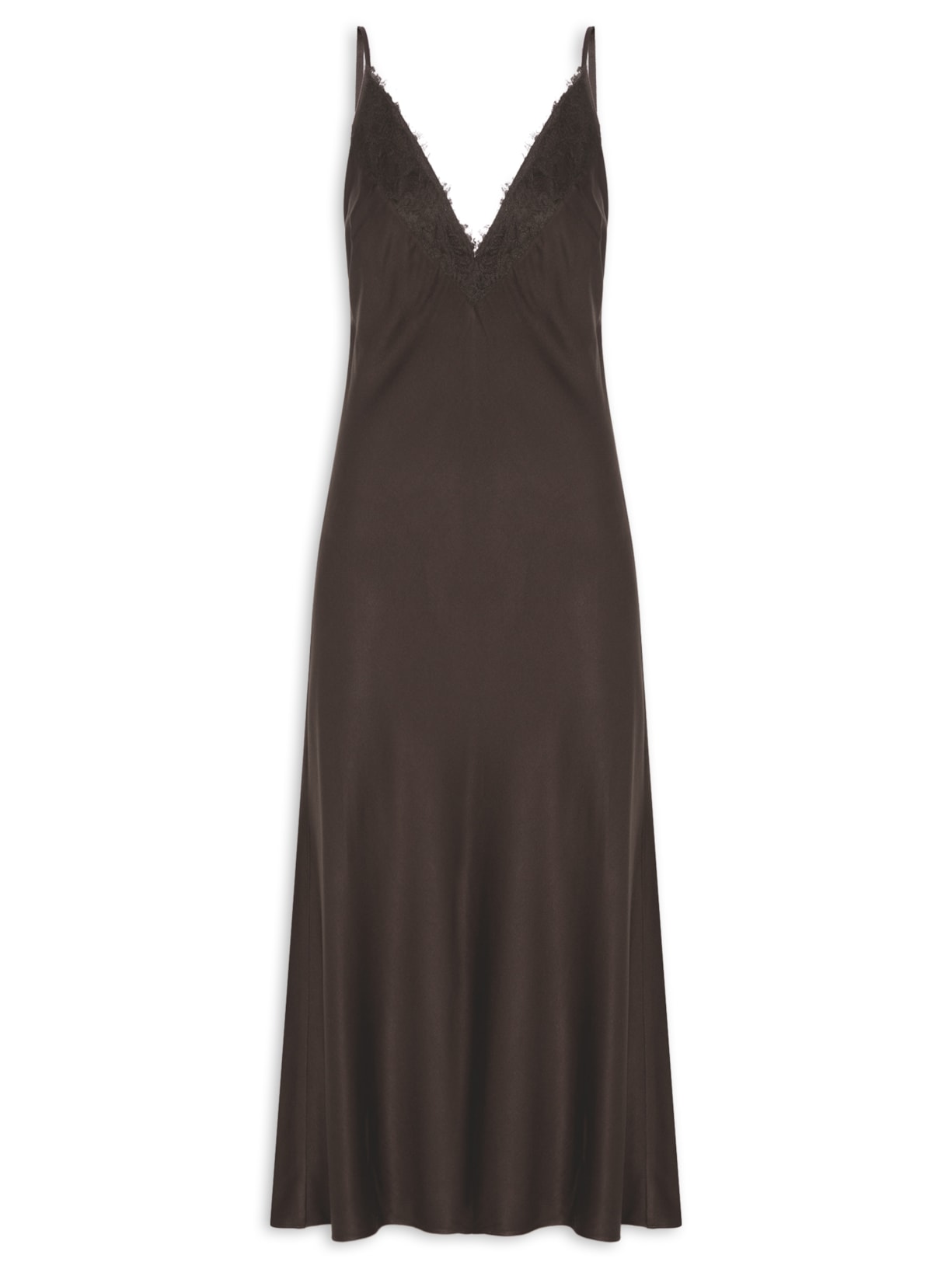 Vestido Renda Midi – Marrom