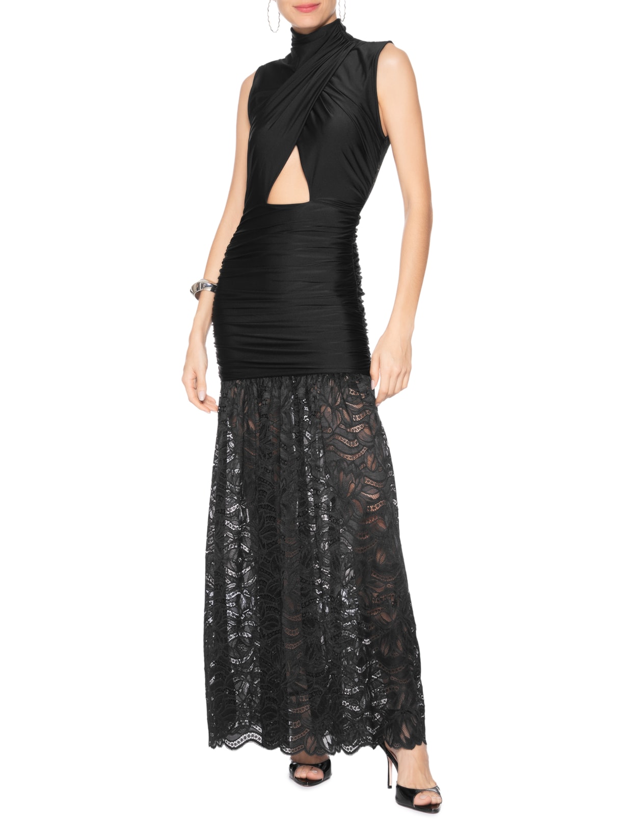 Vestido Renda Ribbon Solar Preto Nk