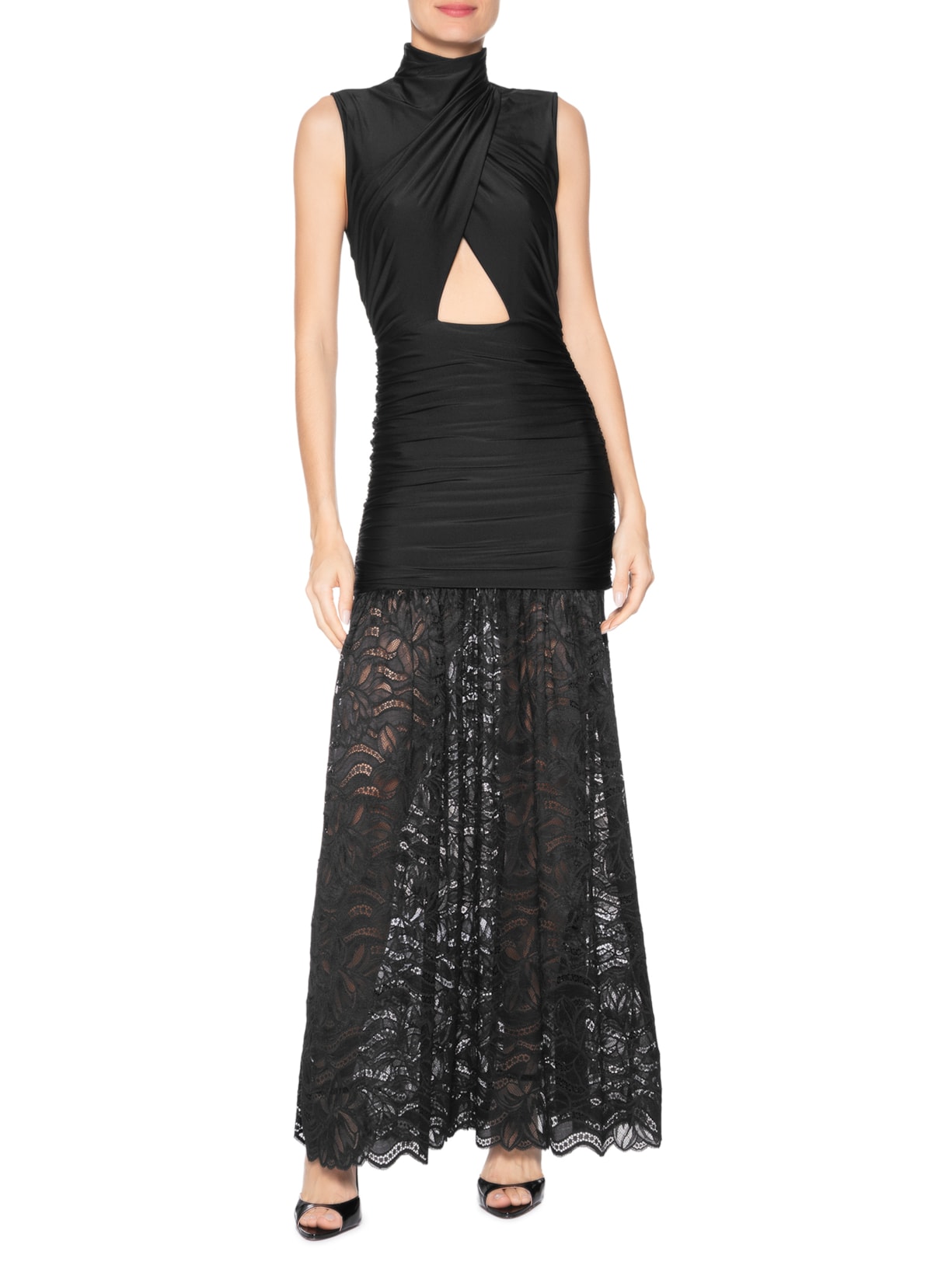 Vestido Renda Ribbon Solar Preto Nk