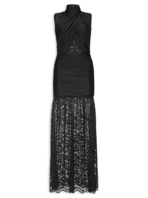 Vestido Renda Ribbon Solar - Preto