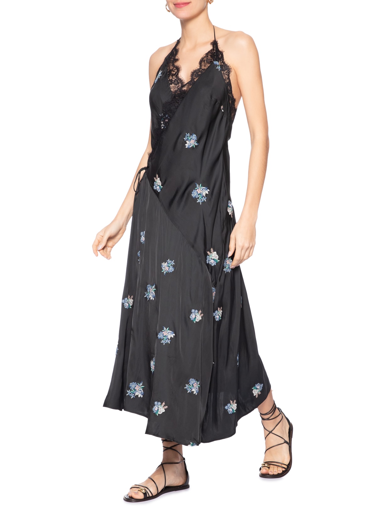 Vestido Renda Romance Preto Farm