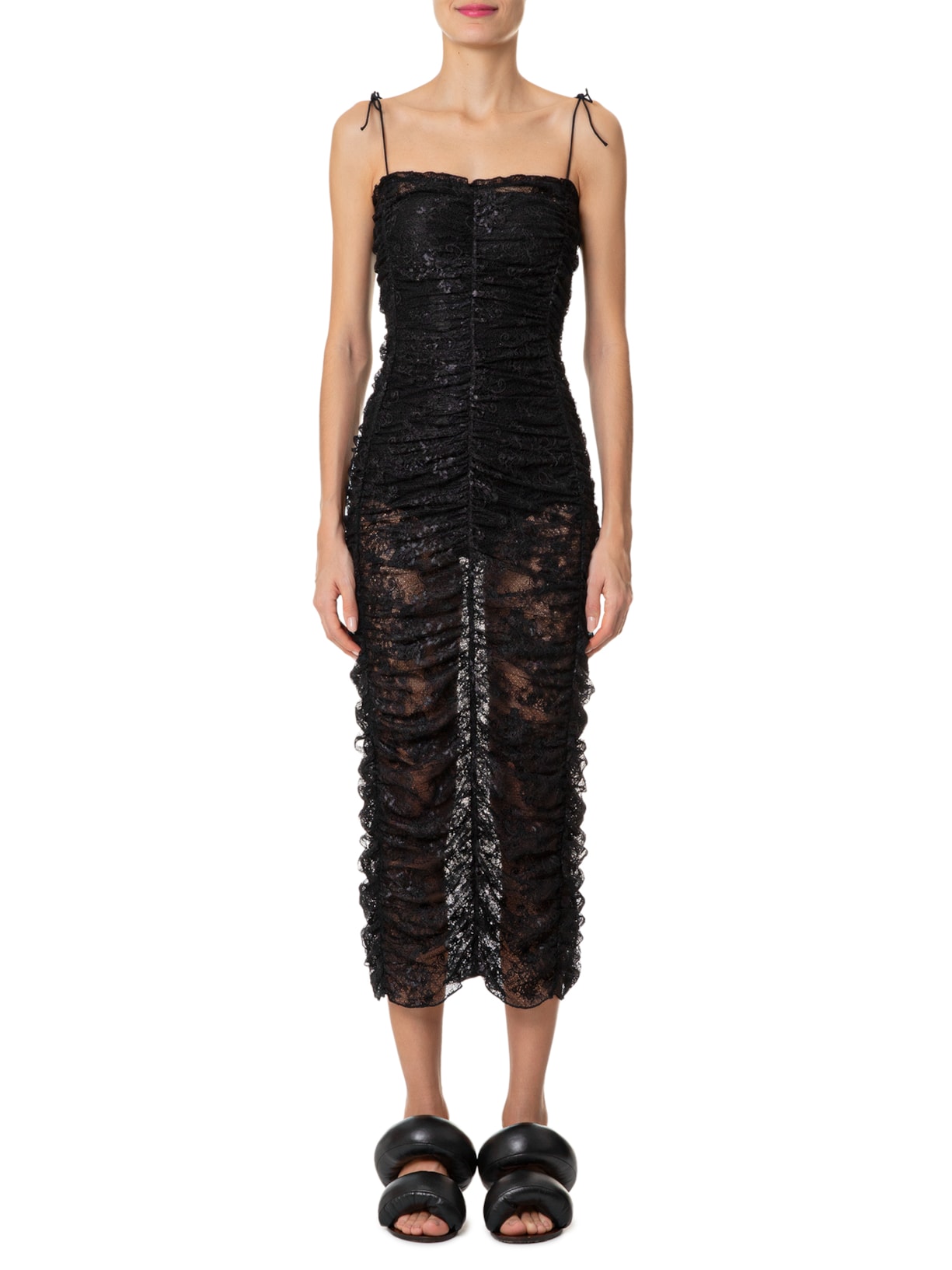 Vestido Rendinha Drapê Preto Paula Raia