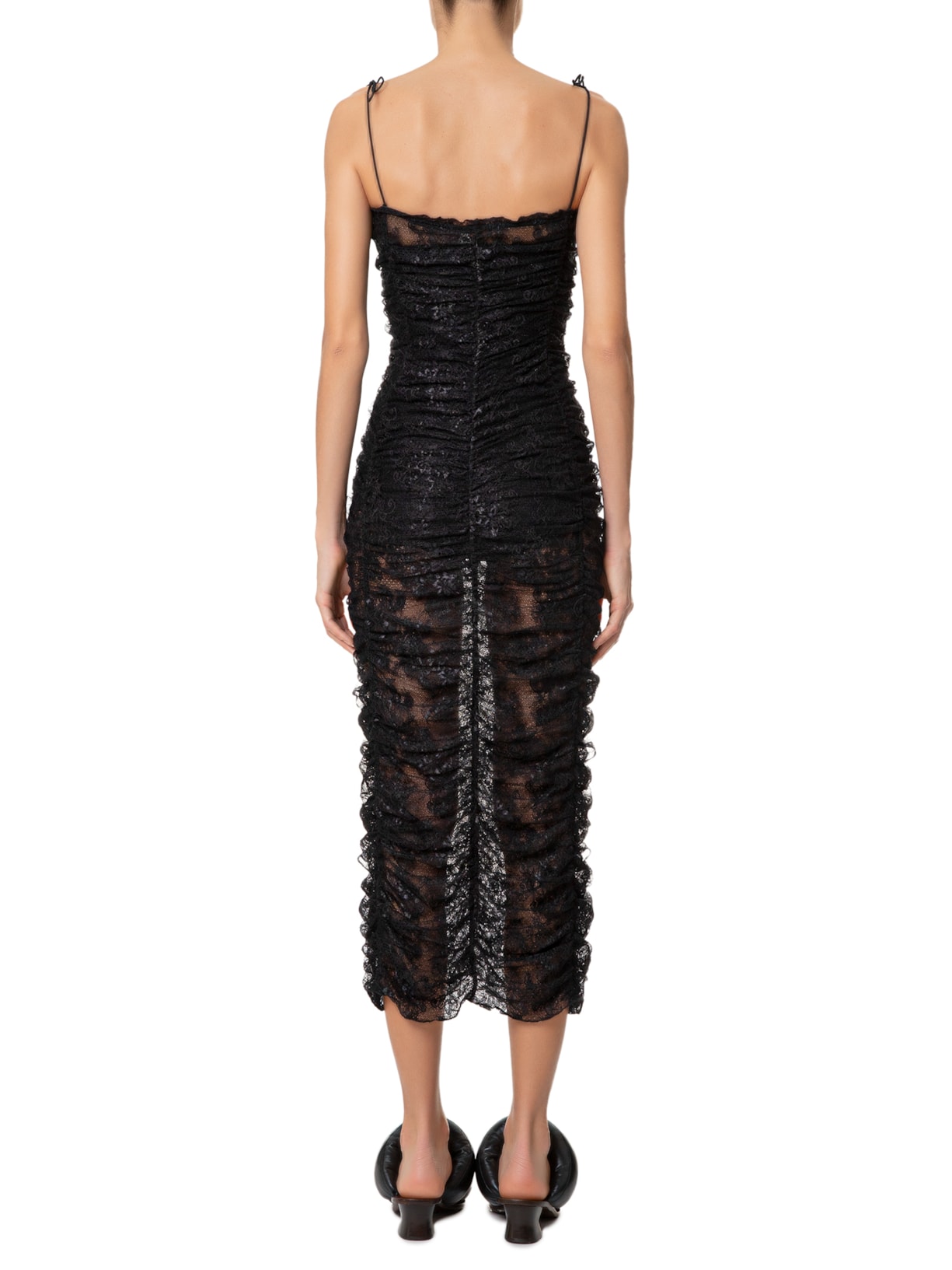 Vestido Rendinha Drapê Preto Paula Raia