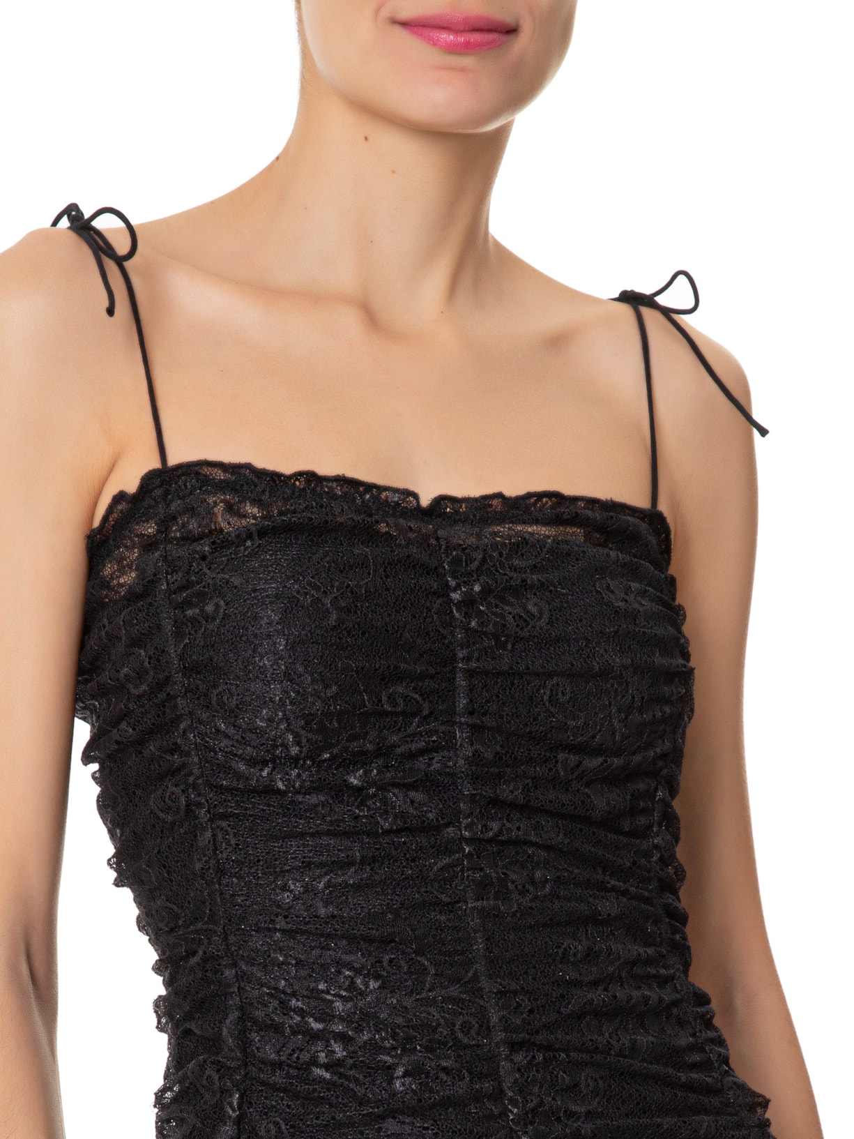 Vestido Rendinha Drapê Preto Paula Raia