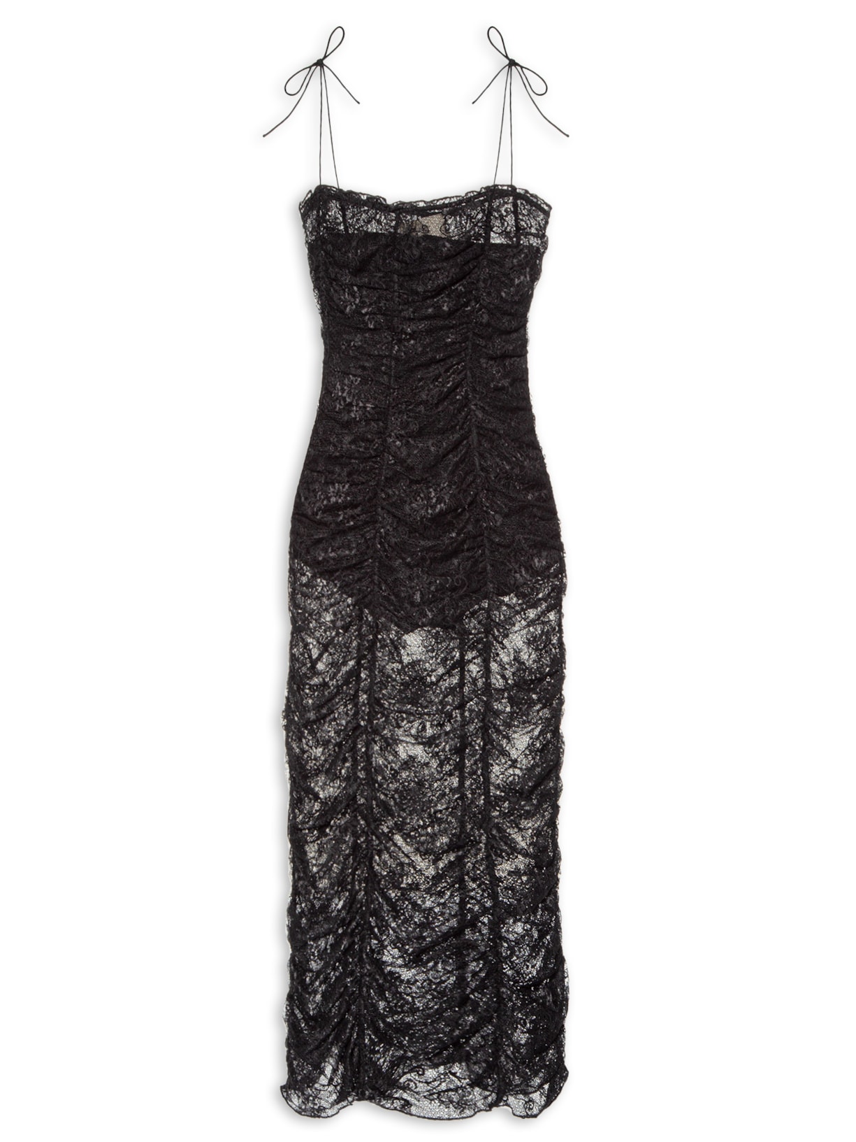 Vestido Rendinha Drapê - Preto