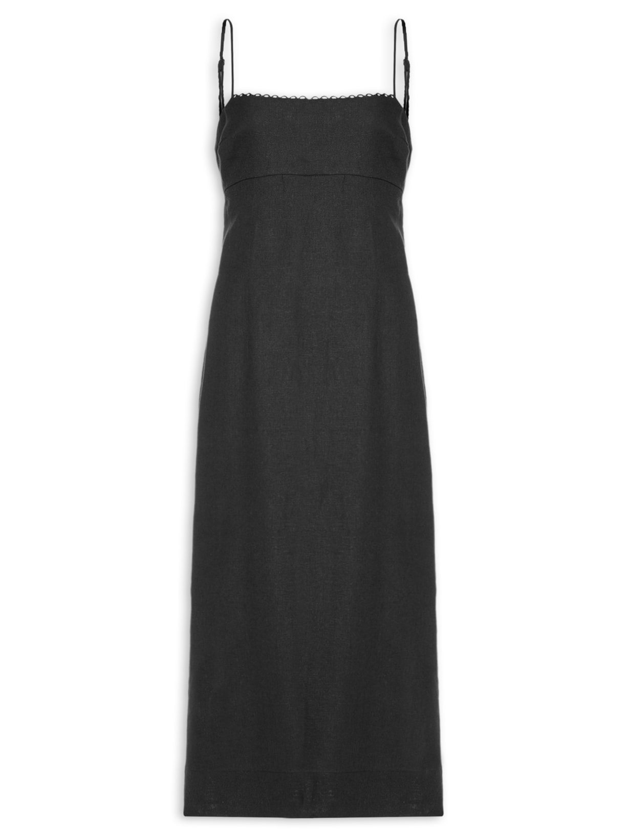 Vestido Reto Alcinhas Preto Farm