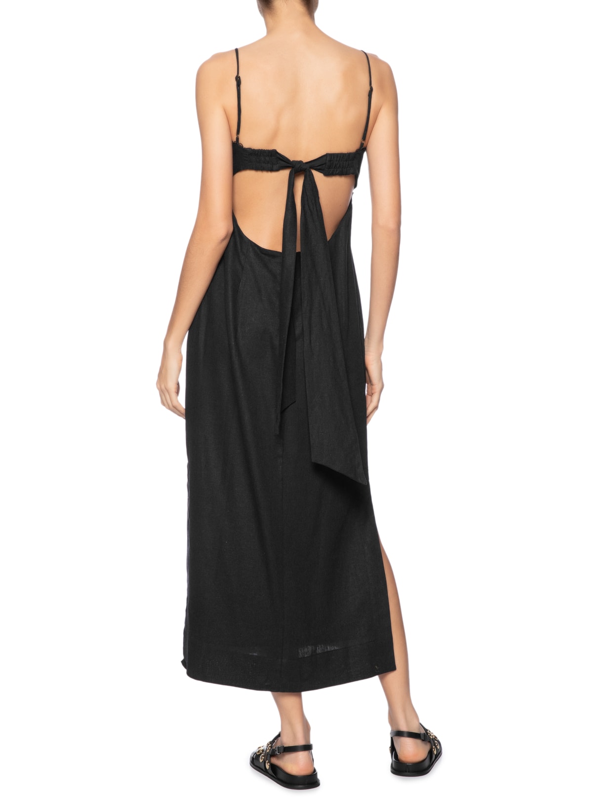 Vestido Reto Alcinhas Preto Farm