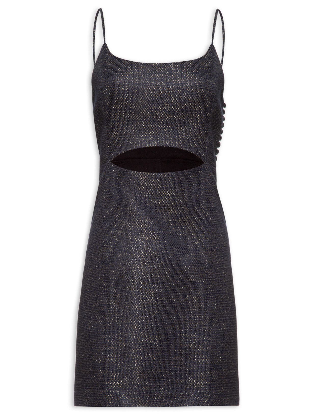 Vestido Reto Com Abertura - Azul