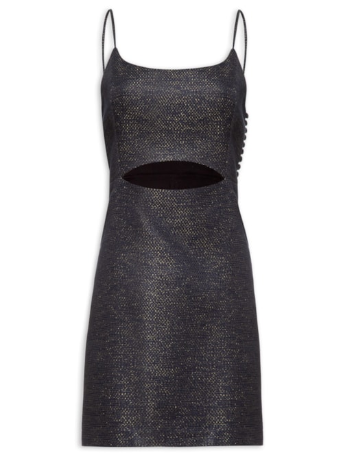 Vestido Reto Com Abertura - Azul