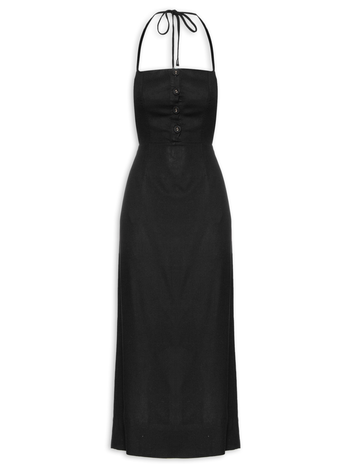 Vestido Reto Decote Costas - Preto