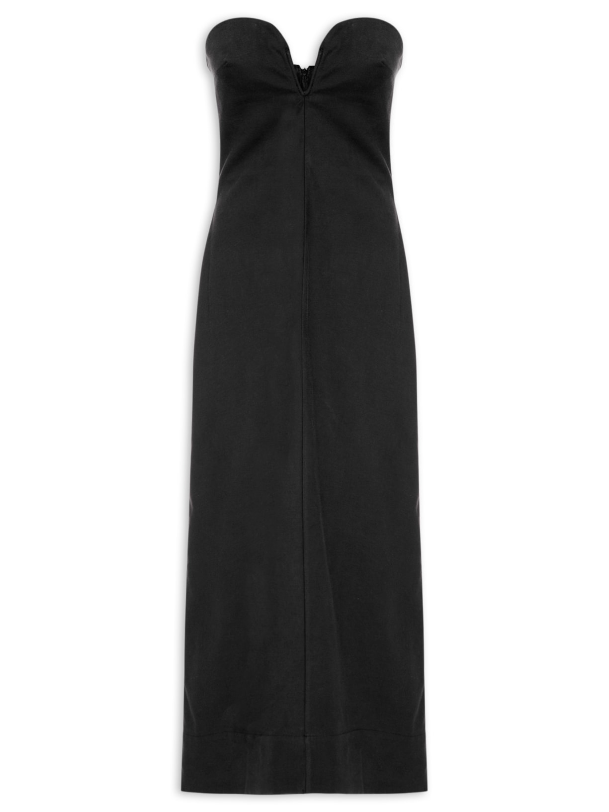 Vestido Reto Decote - Preto