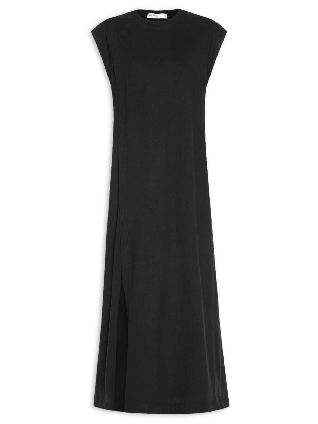 Vestido Reto Fenda - Preto