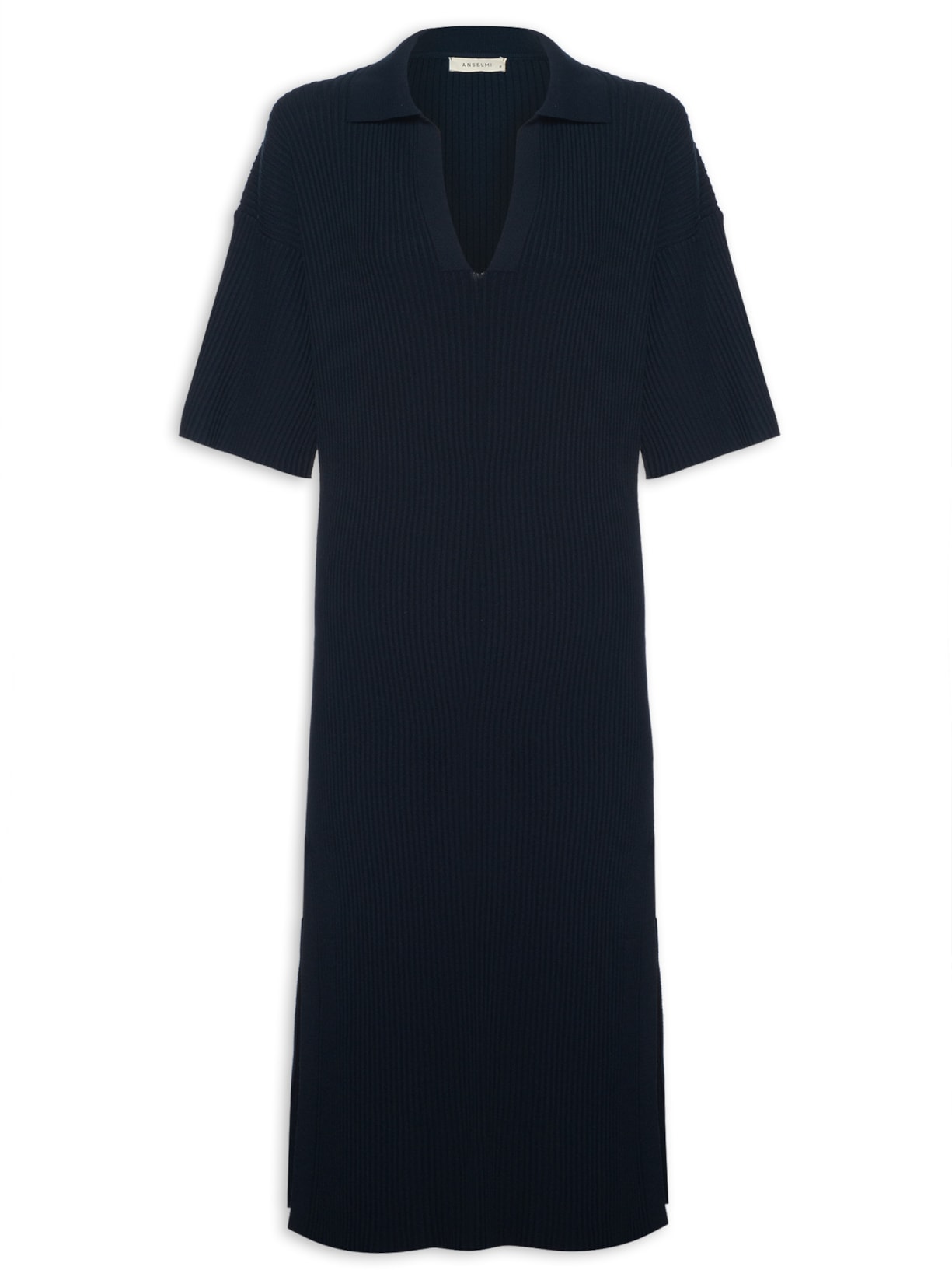 Vestido Reto Gola Polo - Azul