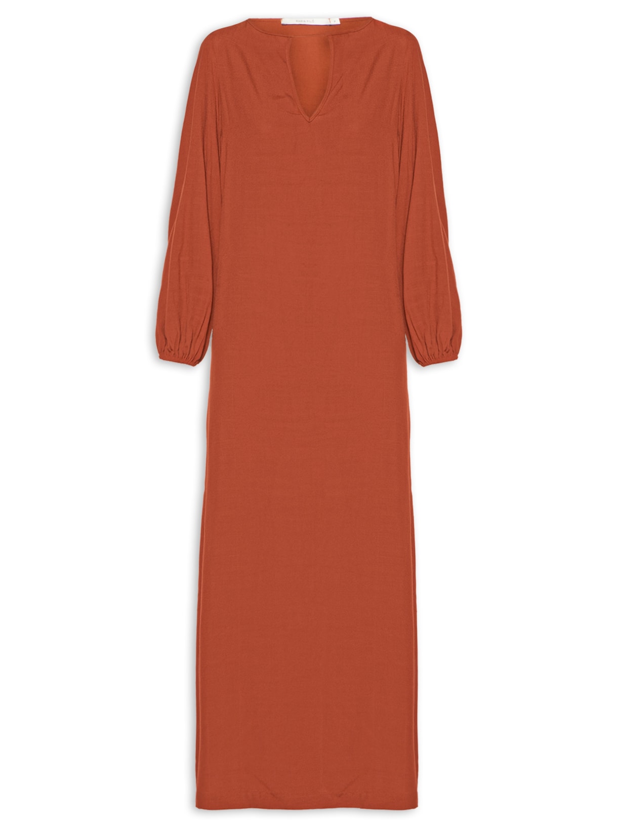 Vestido Reto Manga Longa - Marrom