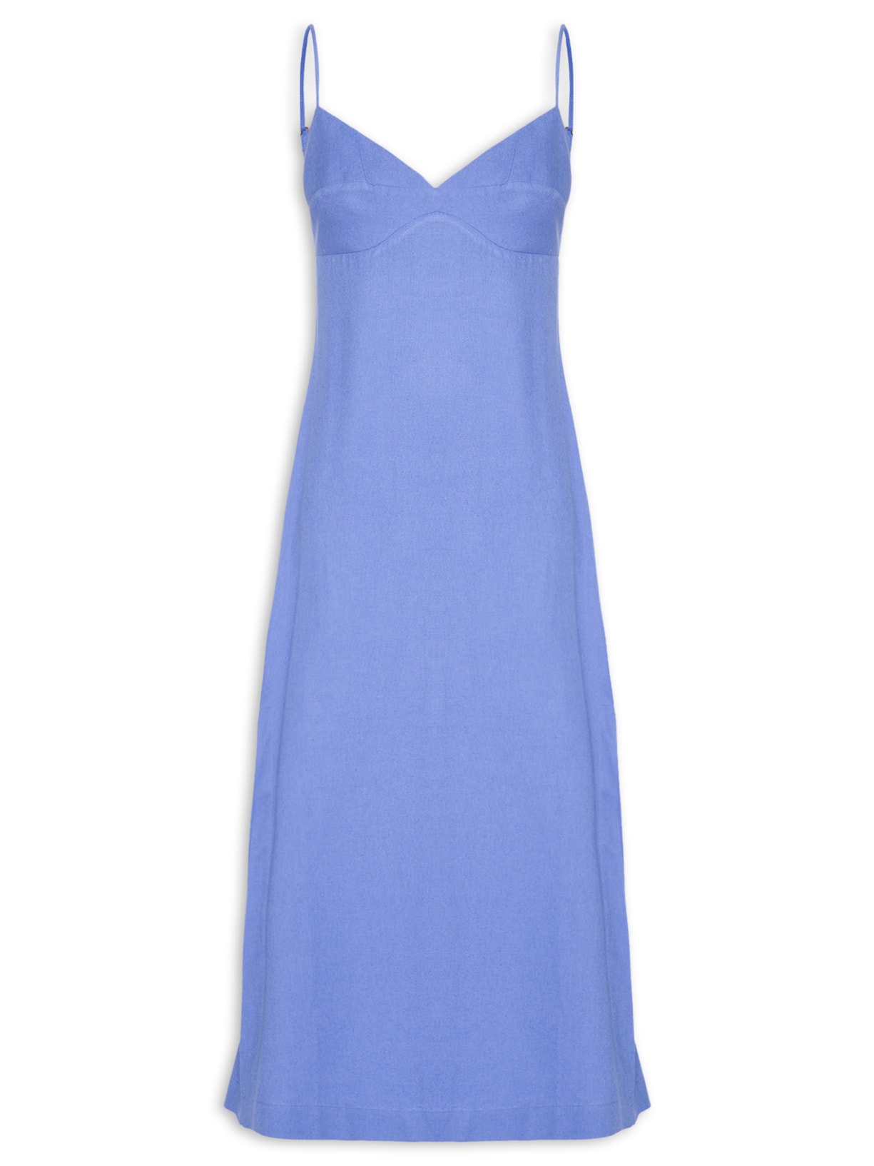 Vestido Reto Midi Azul Farm