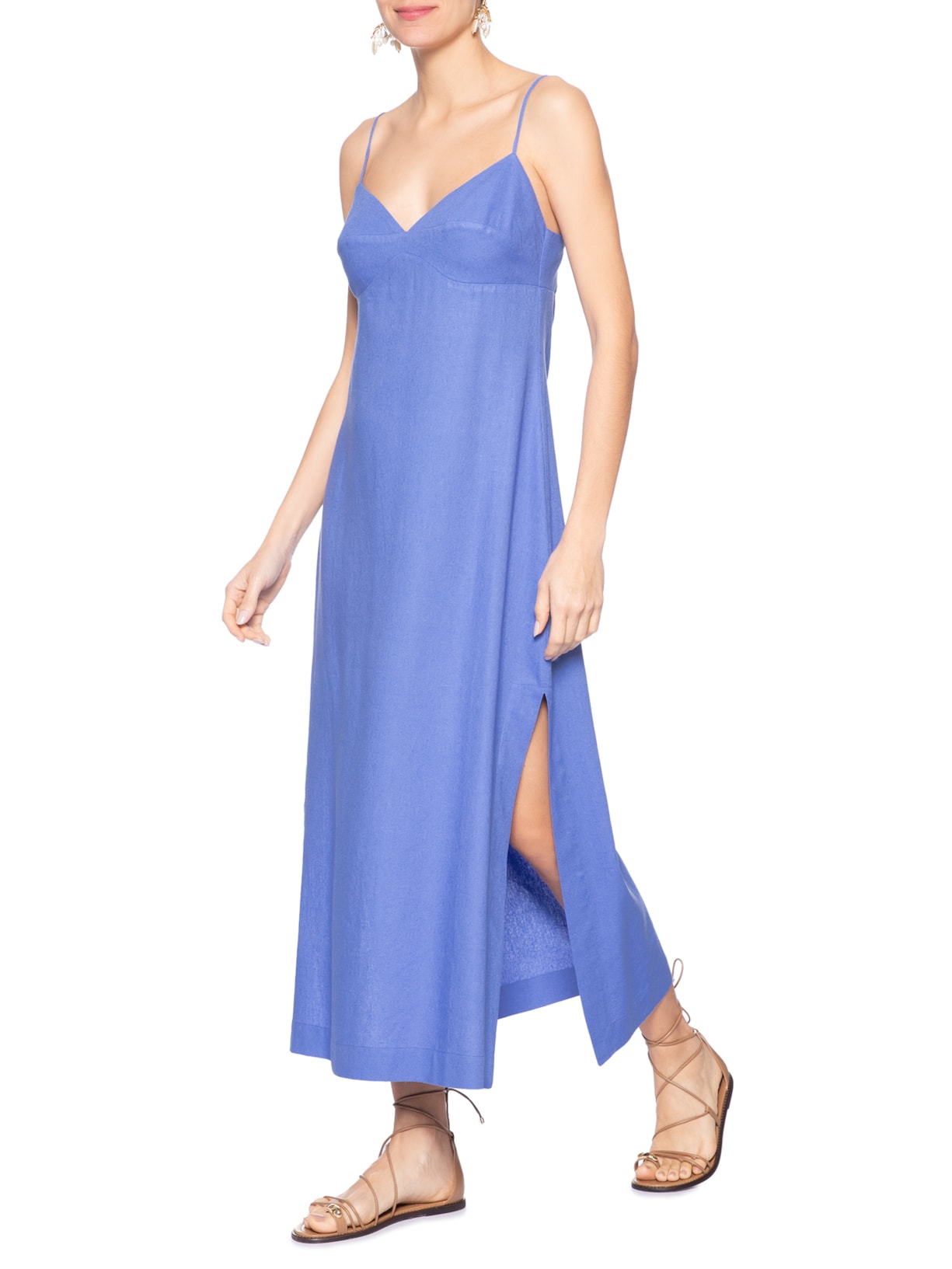 Vestido Reto Midi Azul Farm