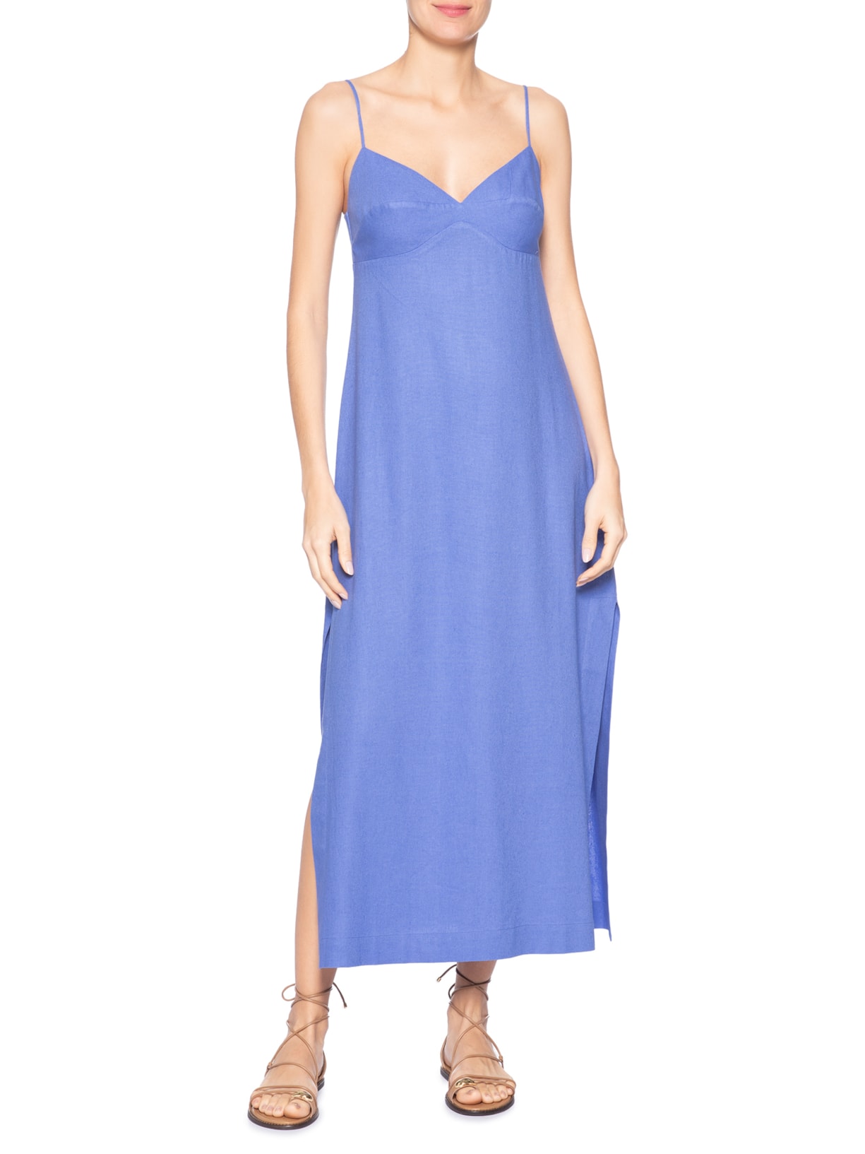 Vestido Reto Midi Azul Farm