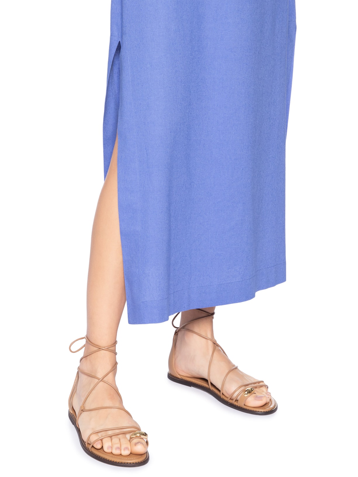 Vestido Reto Midi Azul Farm