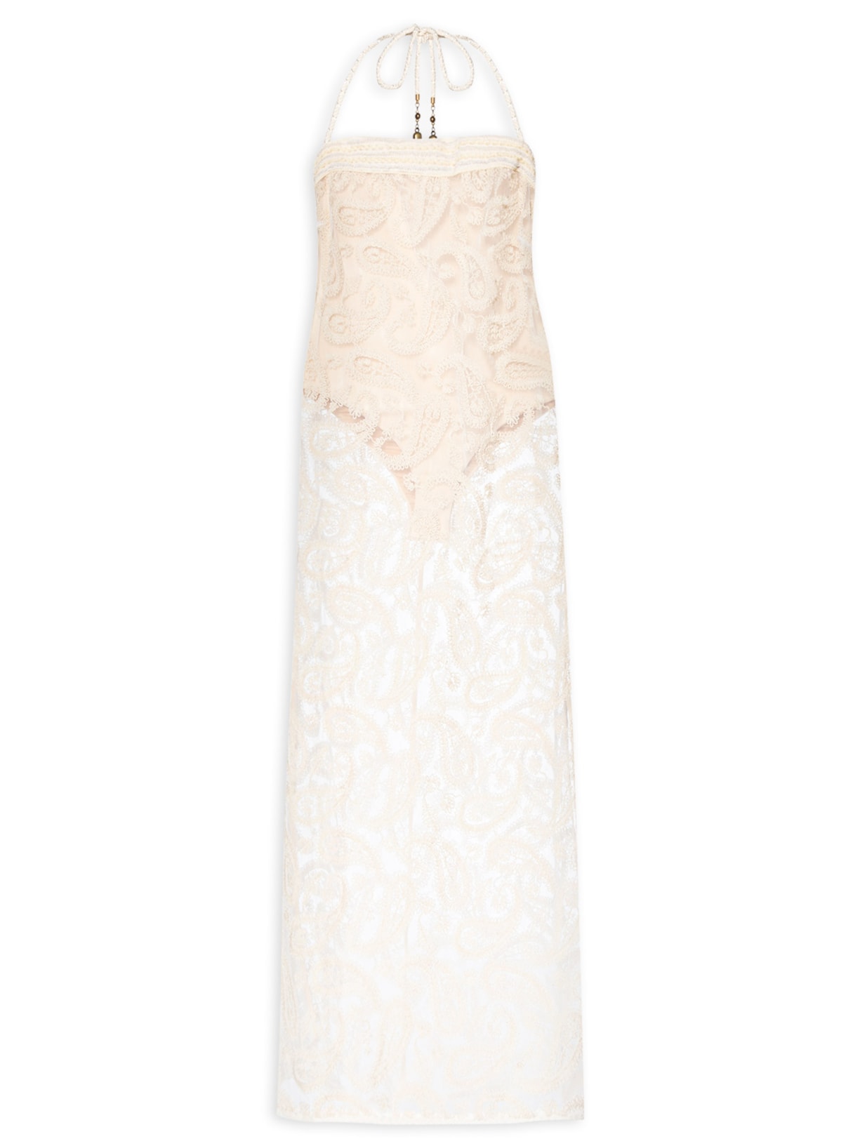 Vestido Reto Renda - Bege